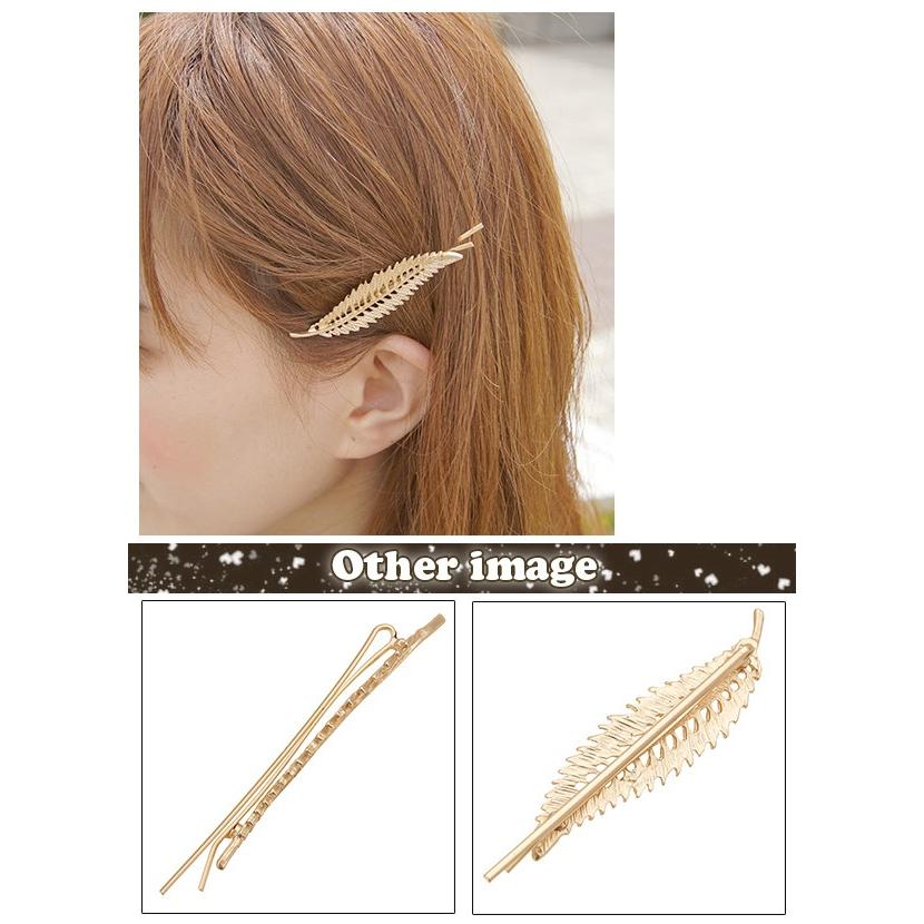 ヘアピン フェザーモチーフヘアアクセサリー 羽根 リーフ 葉っぱ髪留め