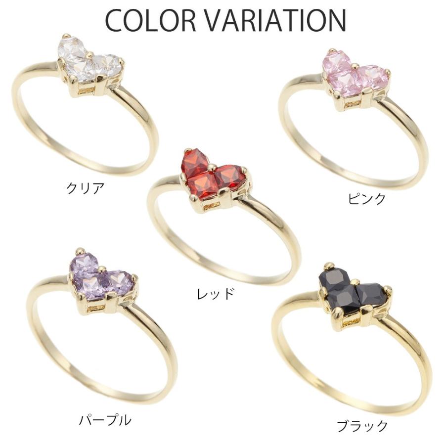 リング ピンキー ハート ストーン メタル ゴールド 小指 指輪