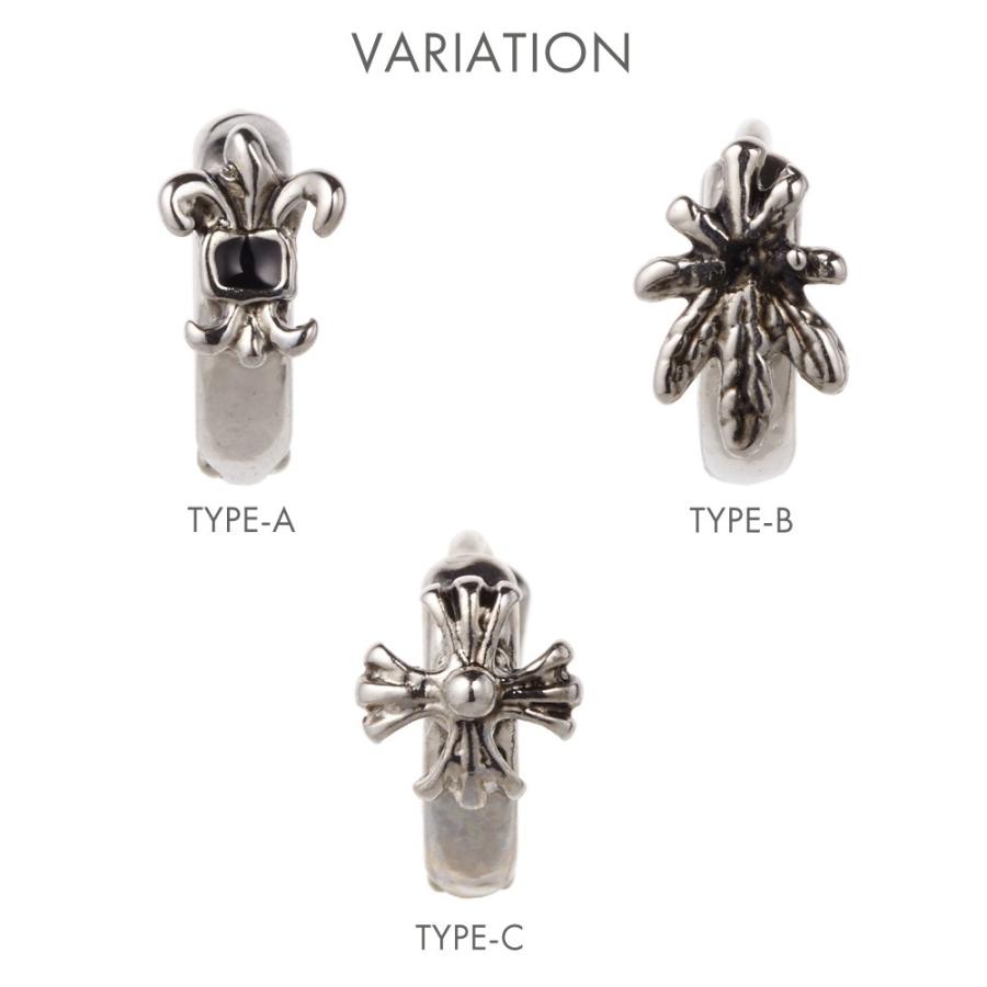 フープピアス メンズ レディース ユニセックス 片耳 百合の紋章 クロス