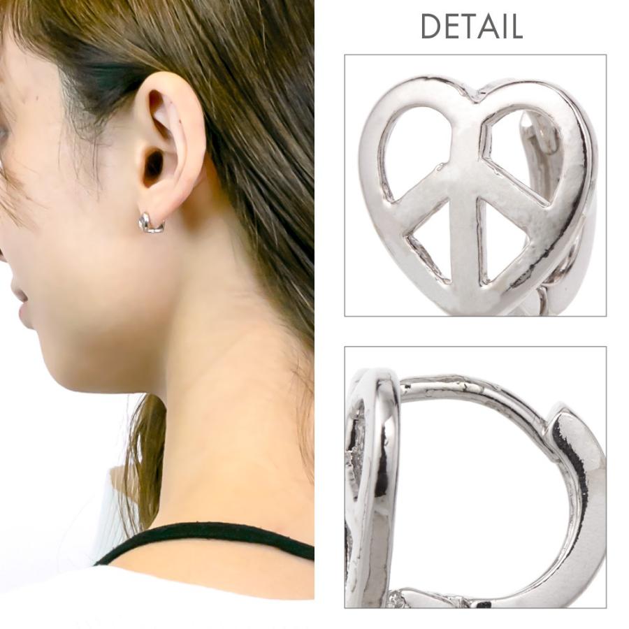 フープピアス レディース 片耳 ハート ピースマーク ワンタッチ