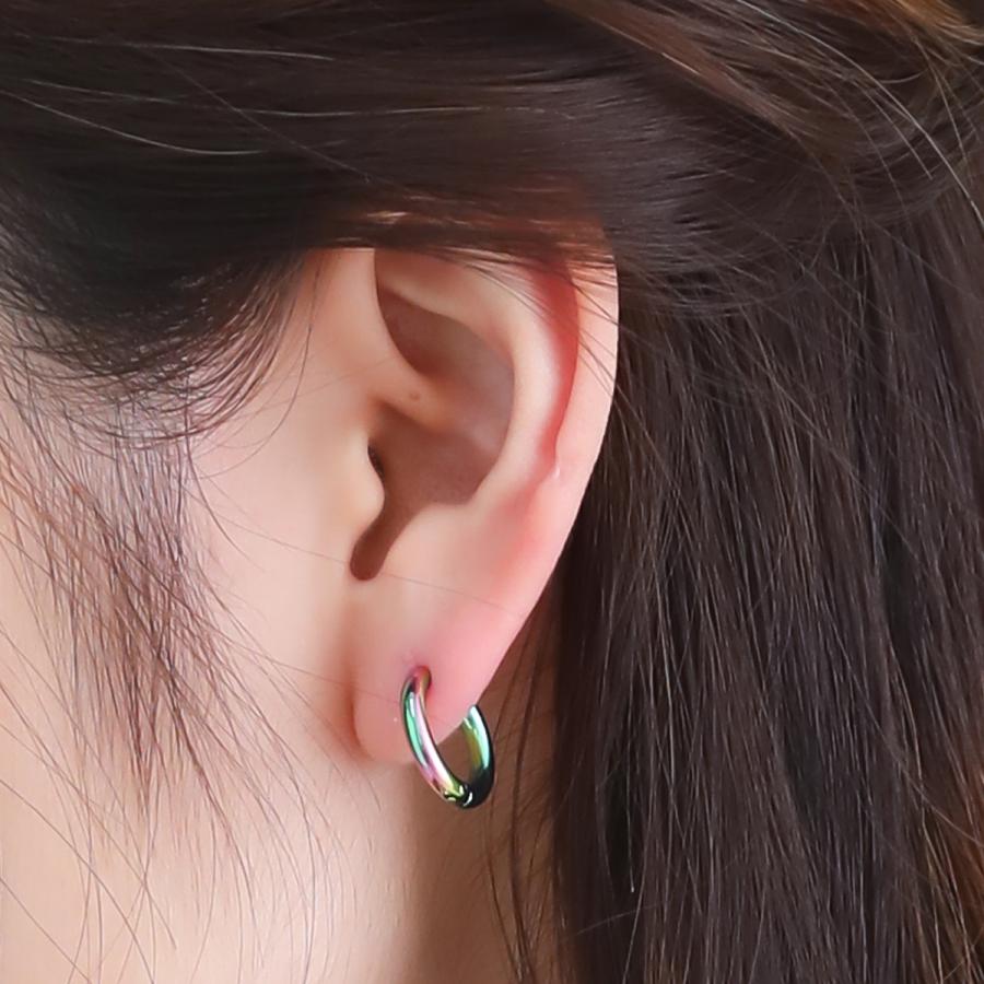 フープピアス サージカルステンレス製 レインボー カラフル マルチ