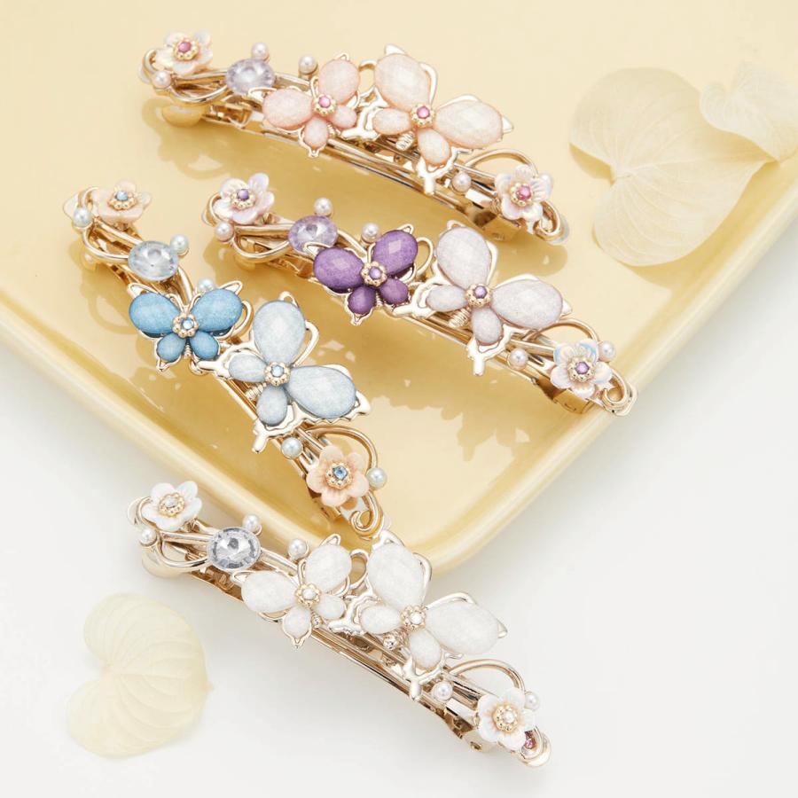 ヘアアクセサリー バレッタ パール ラインストーン 花 蝶 ヘアアクセサリー バレッタ パール ラインストーン 花 蝶