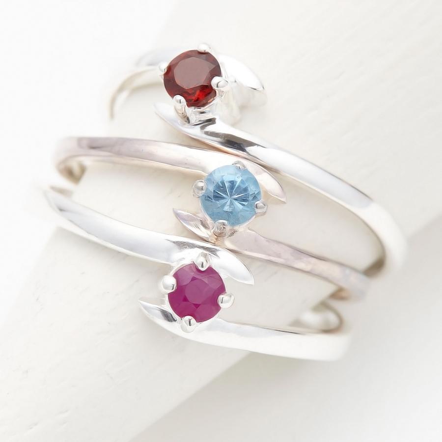 リング シルバー925 ルビー ガーネット ブルートパーズ 1石 天然石