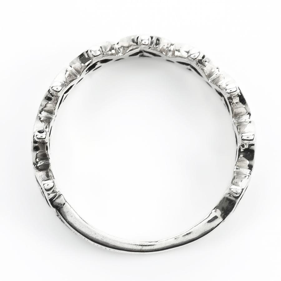 リング シルバー925 クラウン 王冠 リバースハート 燻し 細め シンプル