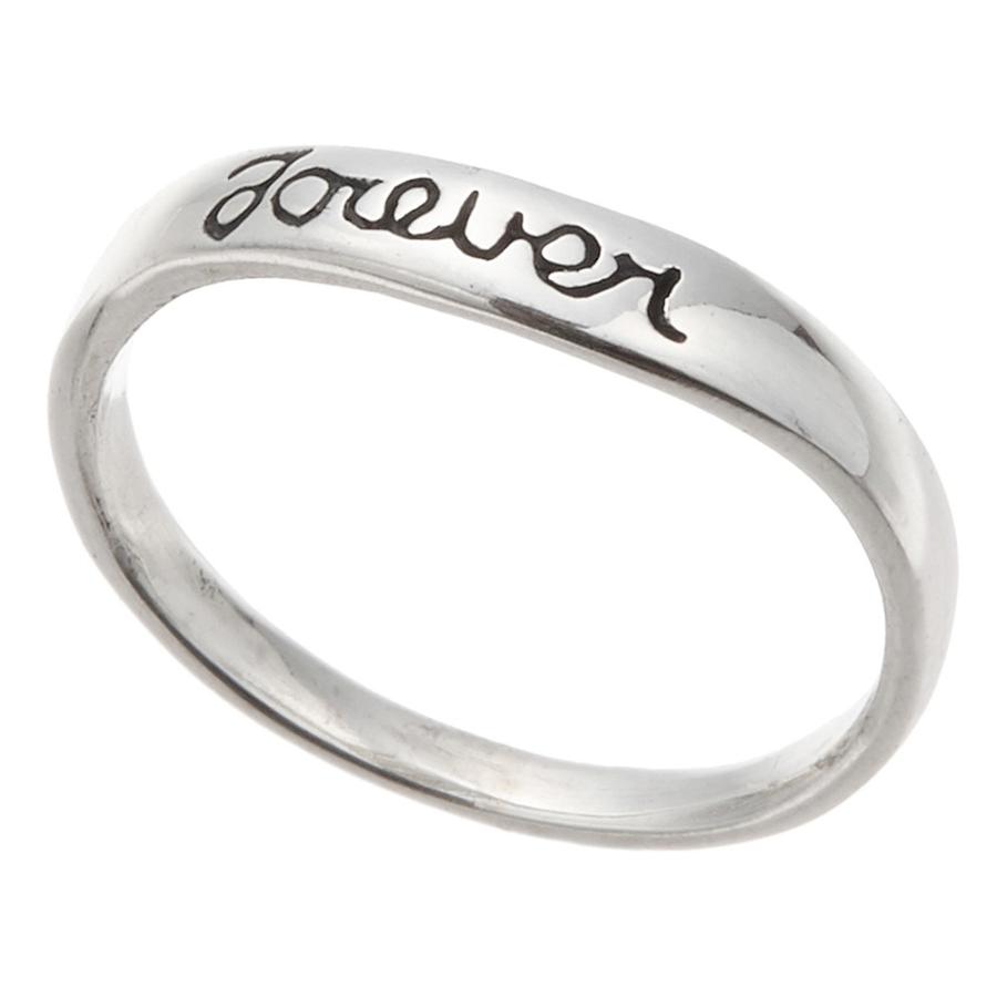 Forever シルバー925製ウェーブリング 文字入り ピンキーリング S字 波