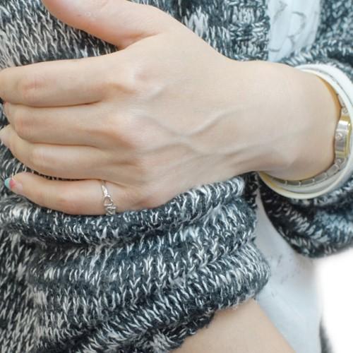 リング 指輪 シルバー925製 透かし彫 3つのオープンハート キュート