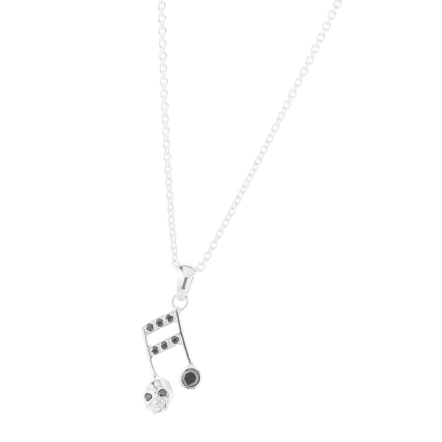 ペンダント ネックレス 音符 スカル シルバー925 ブラックジルコニア 銀製品 シンプル メンズ 爆買の画像