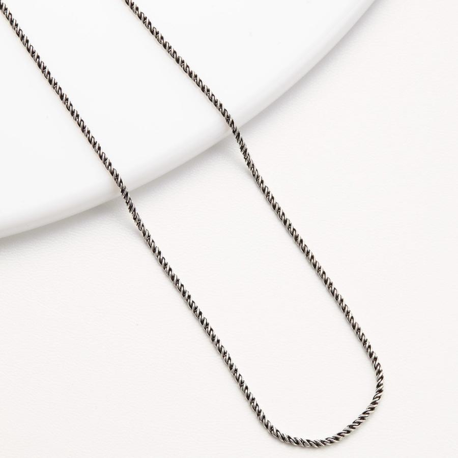 ネックレス チェーンのみ シルバー925 ロープ 太さ2mm 長さ50cm 燻し オキシダイ 2ミリ ロング 長い パイロープ 爆買の画像