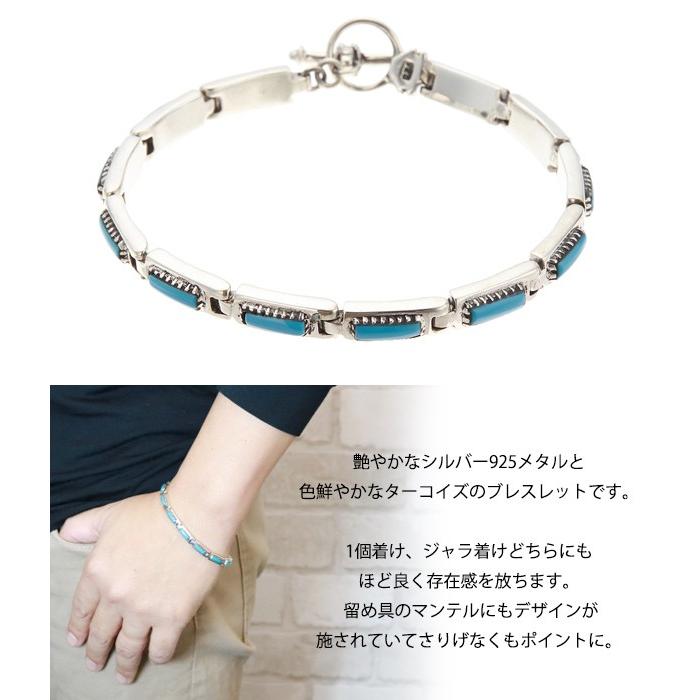 スクエアターコイズシルバー925製ブレスレット マンテル トルコ石 ネイティブアメリカン インディアン 爆買の画像