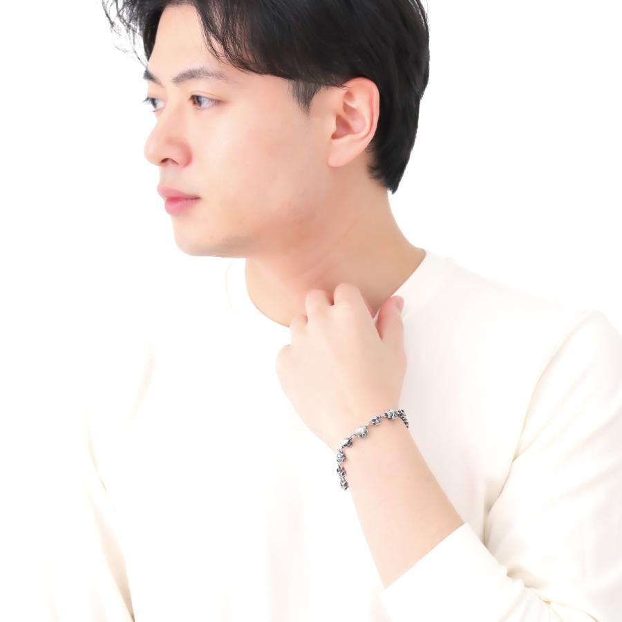 ブレスレット シルバー925 キュービックジルコニア スカル 骸骨 ドクロ