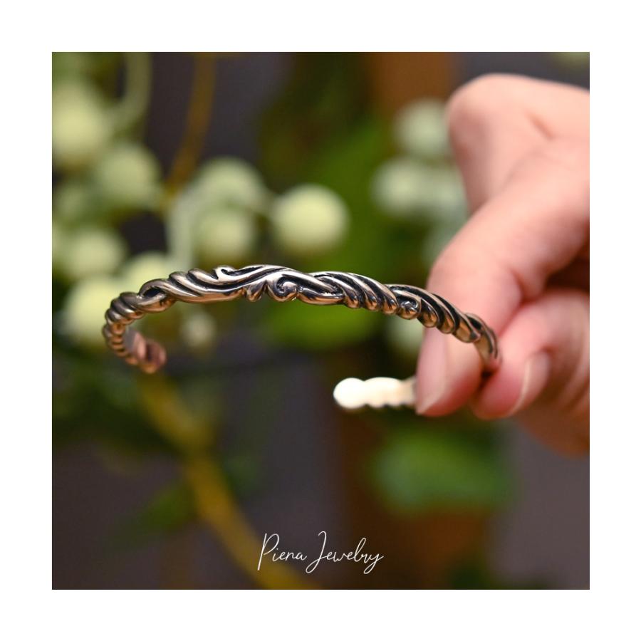 シルバー 燻し ツイスト ねじり バングル レディース シルバー925