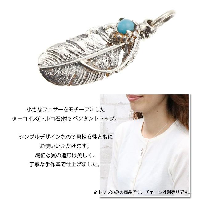 羽 フェザー フリンジ ターコイズ ペンダントトップ シルバー925製