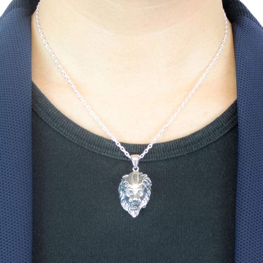 ネックレス シルバー925 ライオン 獅子 フェイス ヘッド 立体的 ネックレス シルバー925 ライオン 獅子 フェイス ヘッド 立体的