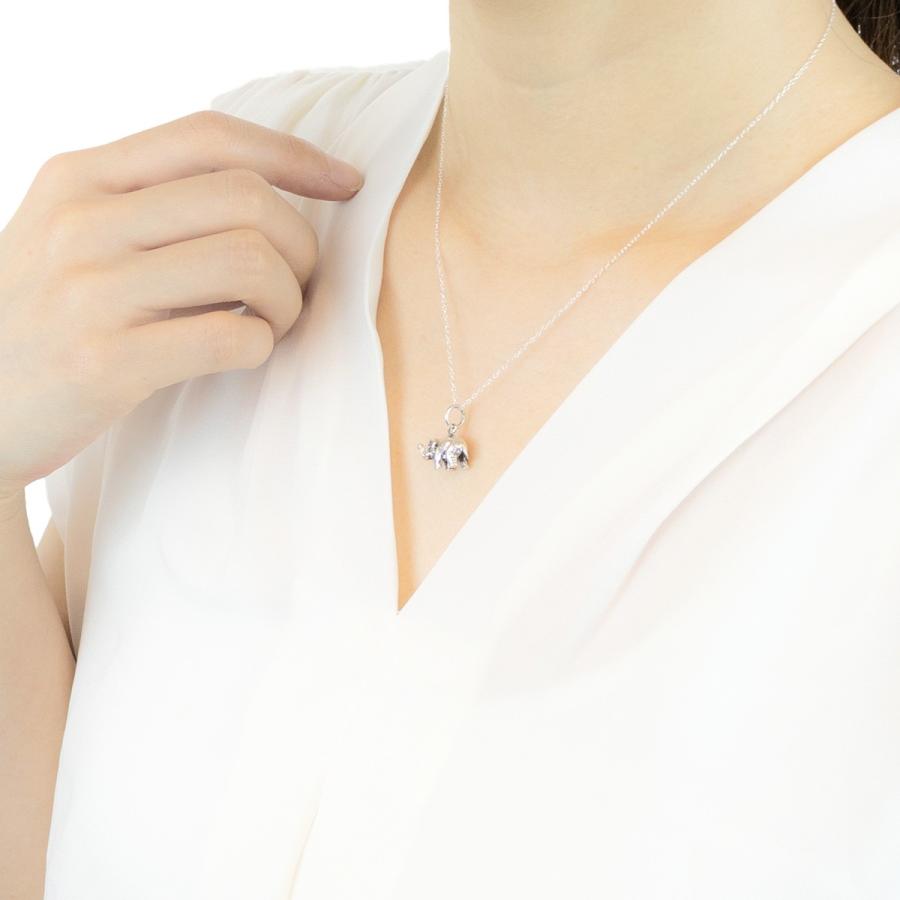 ネックレス シルバー925 象 エレファント 燻し加工 レトロ 細め あずき 