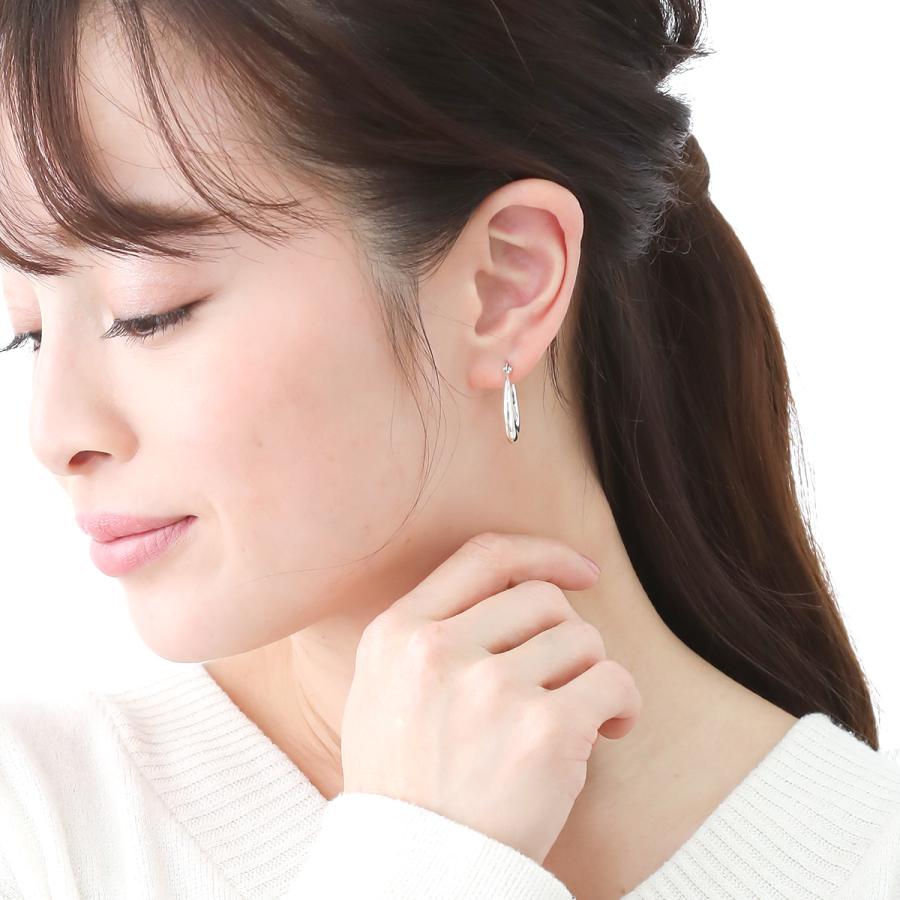 フープピアス シルバー925 ワンタッチ 太め ふっくら 丸み 中サイズ 直径20mm 爆買の画像