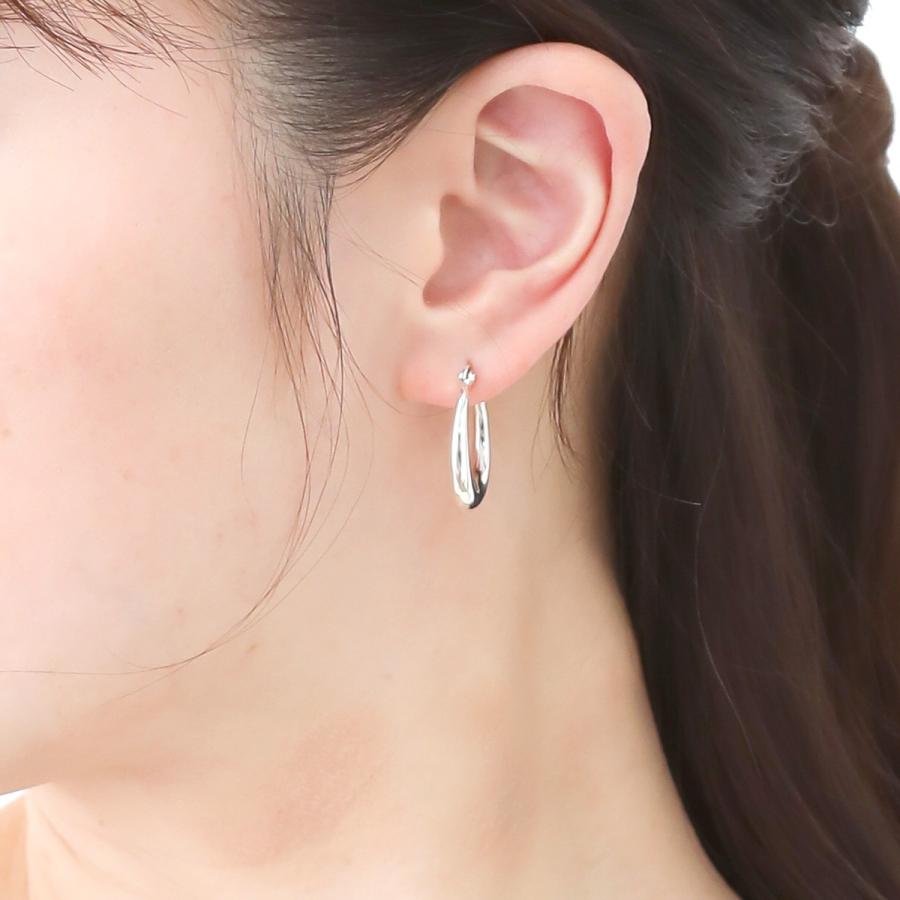 フープピアス シルバー925 ワンタッチ 太め ふっくら 丸み 中サイズ 直径20mm 爆買の画像