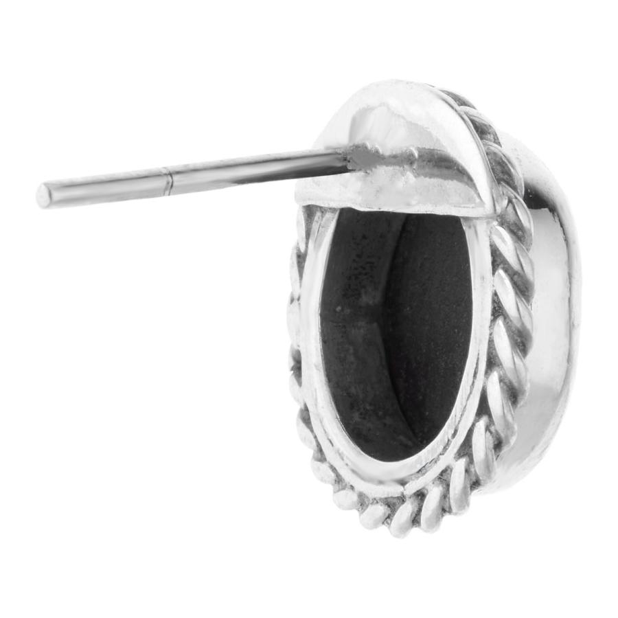 スタッドピアス シルバー925製 オニキス 楕円 オーバル ラウンド 燻し