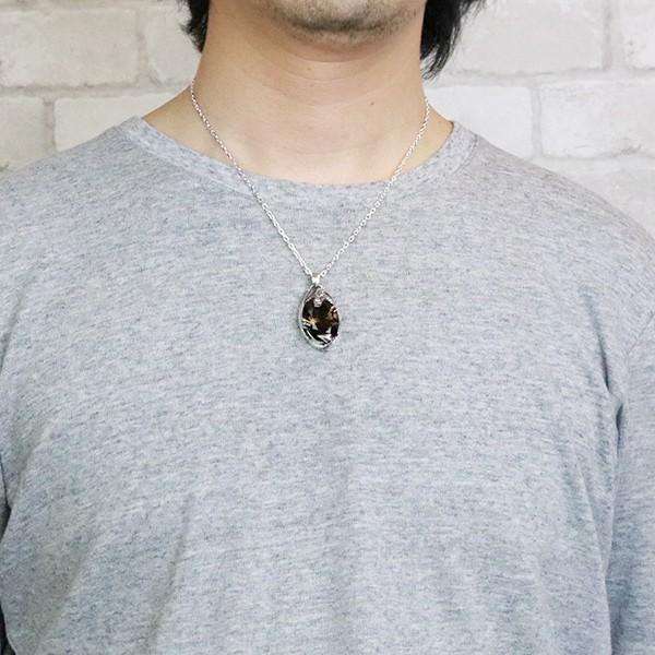 メンズネックレス ペンダント ドラゴン 龍 竜 スモーキートパーズ 爆買の画像
