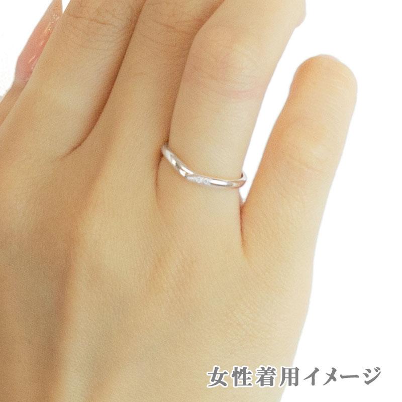 ペアリング シルバー925 プラチナ仕上げ ダイヤモンド マリッジリング 結婚指輪 波 甲丸 沖縄製 爆買の画像