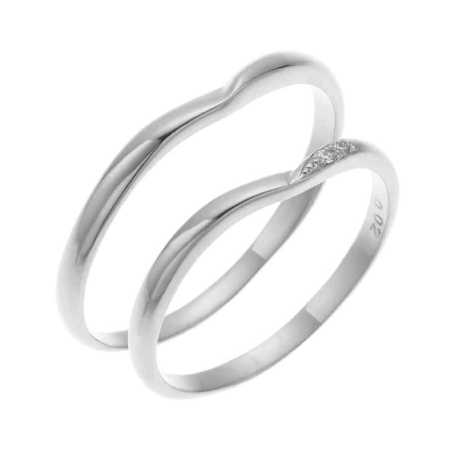 ペアリング シルバー925 プラチナ仕上げ ダイヤモンド マリッジリング 結婚指輪 波 甲丸 沖縄製 爆買の画像