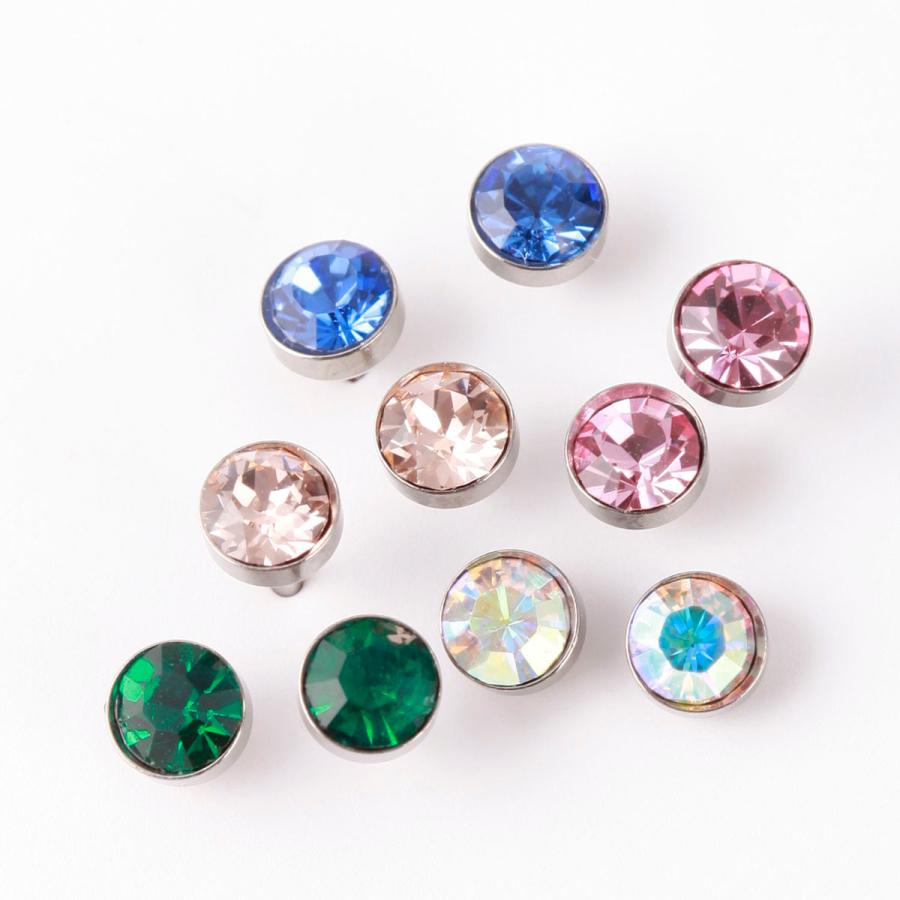 スタッドピアス チタン製 ラインストーン 1石ピアス セカンドピアス お