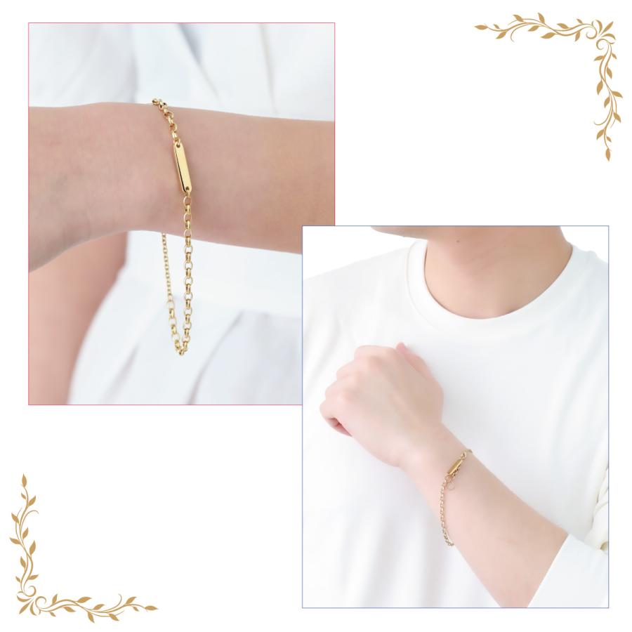 アンクレット ブレスレット 2way サージカルステンレス crose to me バー スティック チェーン 彫刻 金属アレルギー 爆買の画像
