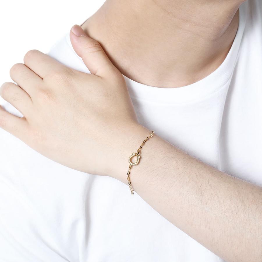 金張りのブレスレット ブレスレット K10イエローゴールド スカルチェーン(18センチ)(地