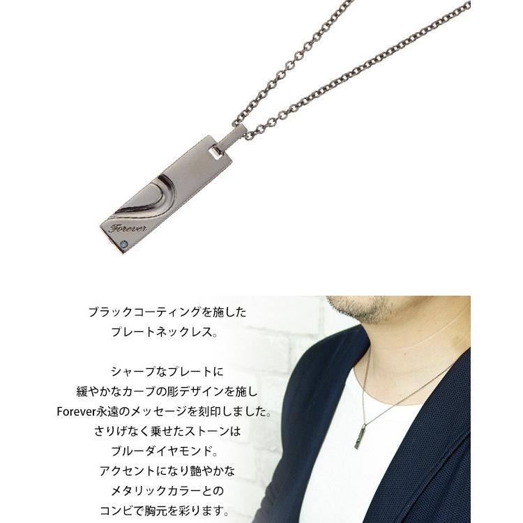 ネックレス メンズ ブルーダイヤモンド シルバー925製 メッセージ 