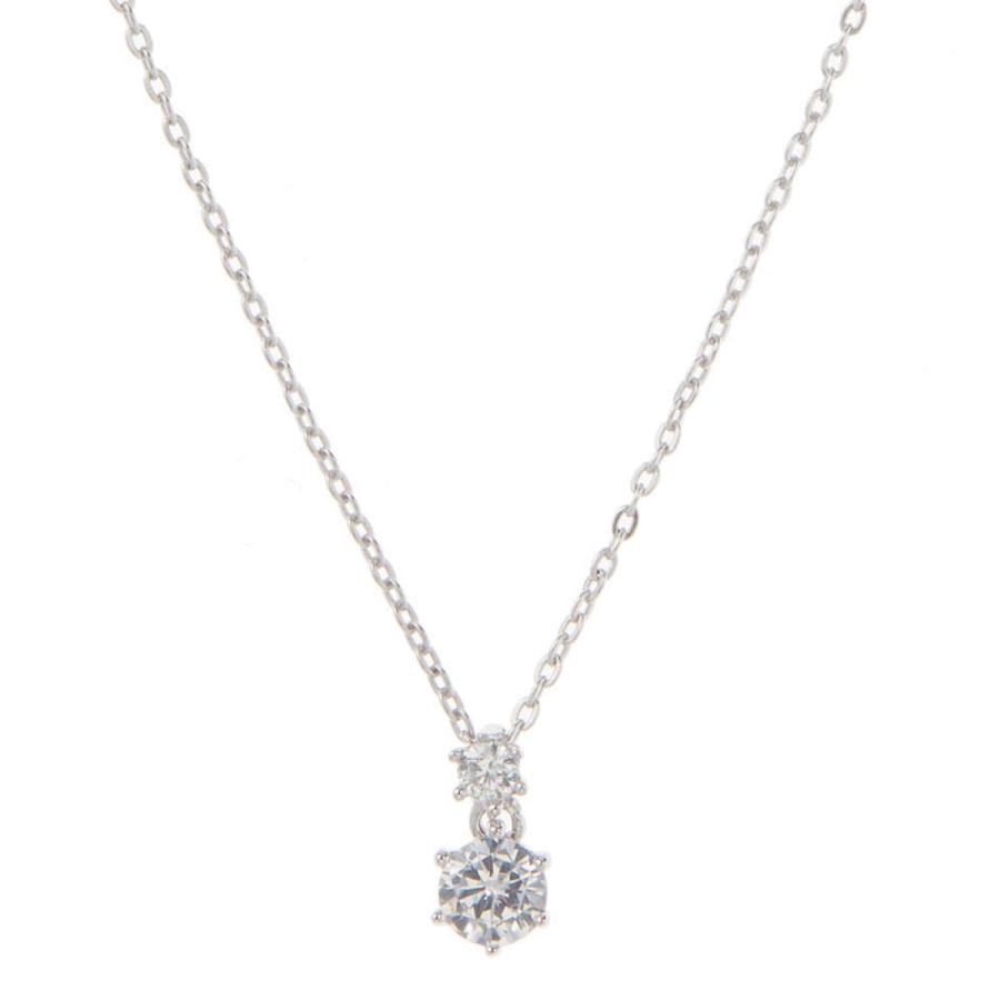 ネックレス シルバー925製 キュービックジルコニア close to me st 2粒 刻印 シンプル 小振り レディース 爆買の画像