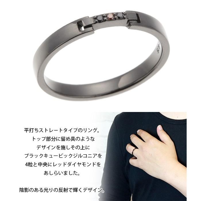 リング メンズ レッドダイアモンド ブラックキュービックジルコニア シルバー925製 ハート 四つ葉 爆買_1