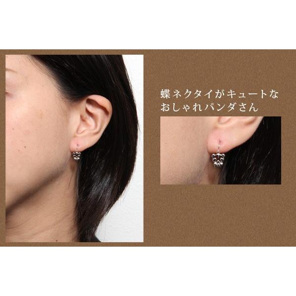 me on...フックピアス レディース パンダモチーフ K10ホワイトゴールド ぱんだ アニマル 面白ピアス  プレゼント 春夏 爆買の画像