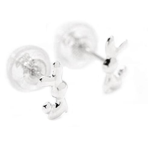 ピアス レディース K10ホワイトゴールド ラビットシルエットモチーフ
