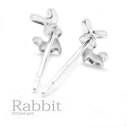 ピアス レディース K10ホワイトゴールド ラビットシルエットモチーフ