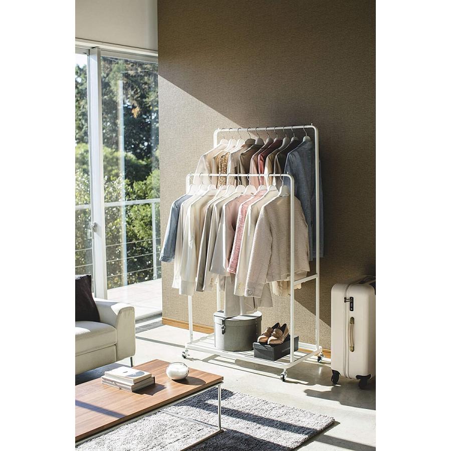 最新人気 ハンガーラック 洋服 コートハンガー 大容量収納 キャスター付き 2列 シンプル ホワイト ブラック 日本産 Kwsrbd Com