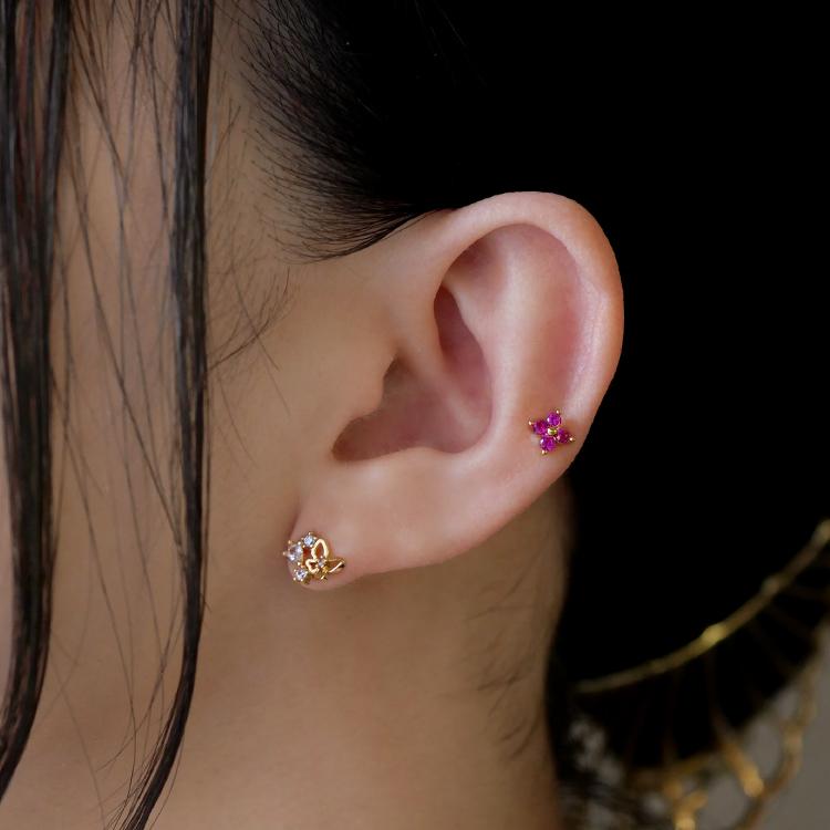 ボディピアス body pierce 20G 軟骨 かわいい おしゃれ Soeur de Nana お花モチーフのプチジュエルフラワーバーベル ボディーピアス トラガス ヘリックス｜piercing-nana｜13