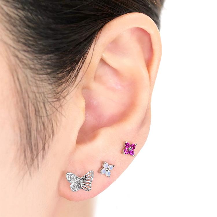 ボディピアス body pierce 20G 軟骨 かわいい おしゃれ Soeur de Nana お花モチーフのプチジュエルフラワーバーベル ボディーピアス トラガス ヘリックス｜piercing-nana｜15