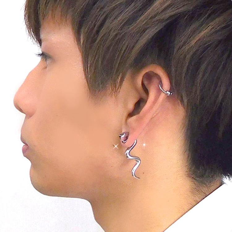 ボディピアス ヘビ 10G 8G 6G スネーク 牙をむく蛇 カーブドスネーク