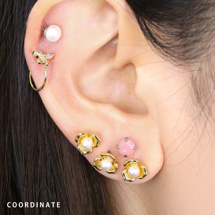 ボディピアス Soeur de Nana お花モチーフのパールフラワーバーベル