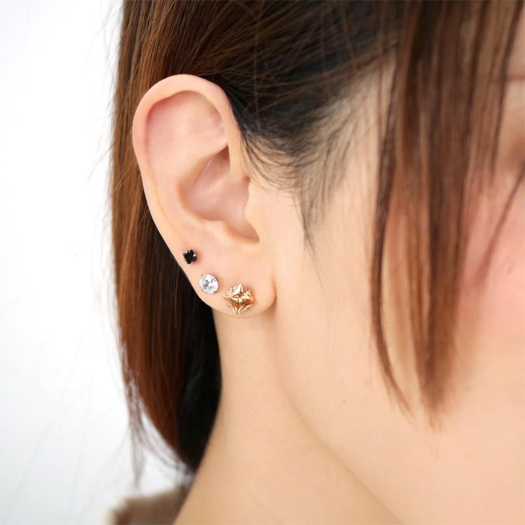ボディピアス 18G 16G 14G バーベル ステンレス WキャッチCZピアス
