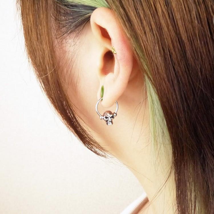 ボディピアス クリップスカルサーキュラーバーベル 16G 14G ボディピアス クリップスカルサーキュラーバーベル 16G 14G