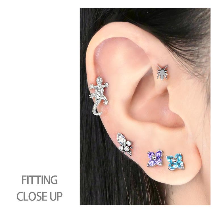 ボディピアス トカゲバーベル 16G ストレートバーベル 軟骨 トラガス