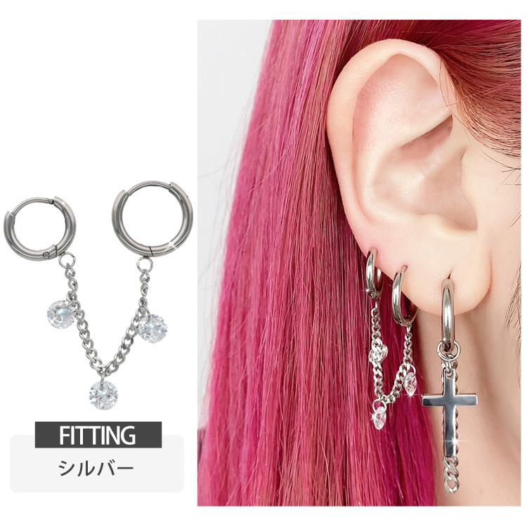 ボディピアス 18G ワンタッチで装着 シャンデリア喜平チェーンダブル