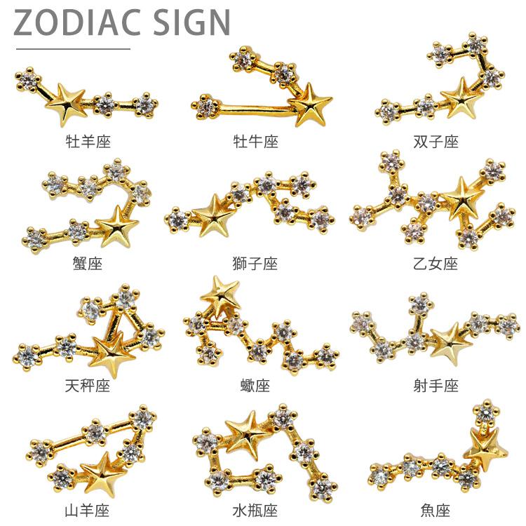 ボディピアス ピアス 18G 16G 軟骨ピアス トラガス 星座ピアス 十二