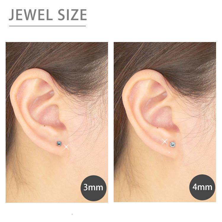 セカンドピアス] Ptミッキーマウス アクアマリンハーフセカンドピアス