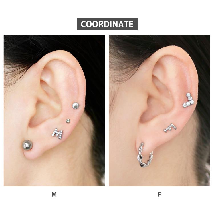 ボディピアス 20G 18G 16G 軟骨ピアス ジュエルイニシャルプッシュピン
