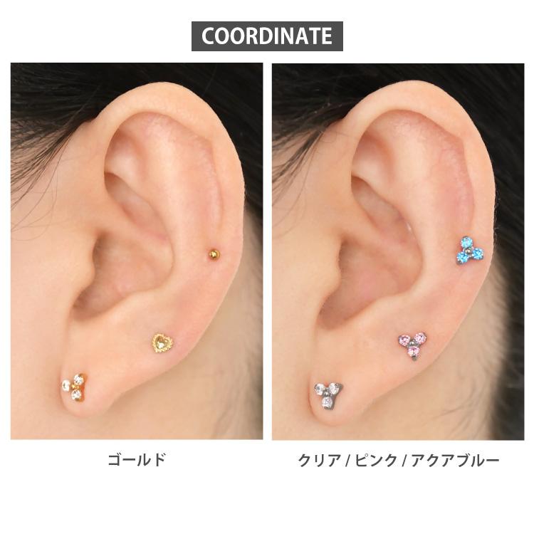 ボディピアス 20G 18G 16G 軟骨ピアス トリニティフラワープッシュピン