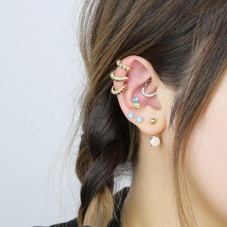 ボディピアス へそピアス グリッターオパールネイブル 14G ボディー