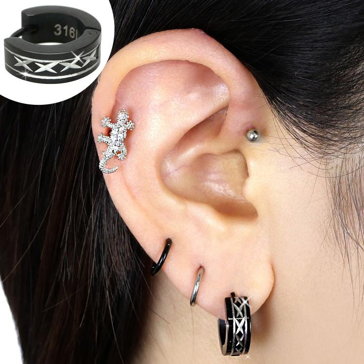 ボディピアス 20G フープピアス hoop 軟骨 ダイアカッティングブラック