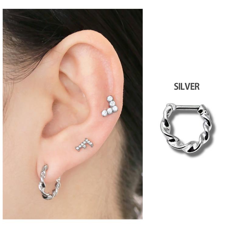 ボディピアス フープ 16G 14G 軟骨 可愛い ウェーブフープリング hoop