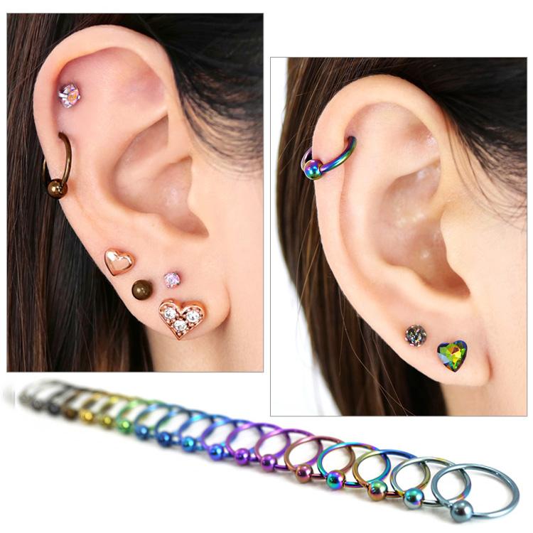 ボディピアス body pierce 14G 軟骨 フープ チタン 選べる18色 カラーチタンビーズリング ボディー 金属アレルギー対応｜piercing-nana｜06